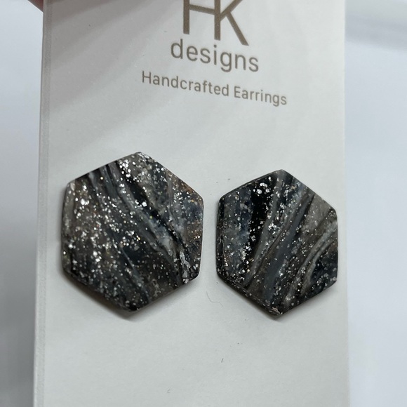 Handcrafted Hexagon Earrings - Picture 3 of 7